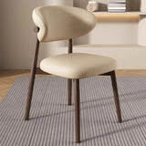 Cozy Faux Leather Upholstered Metal Dining Chair Beige Image - 4