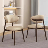 Cozy Faux Leather Upholstered Metal Dining Chair Beige Image - 6