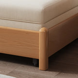 Cozy White Twin Size Natural Wood Armless Futon Sofa Bed Image - 4