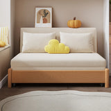 Cozy White Twin Size Natural Wood Armless Futon Sofa Bed Image - 7