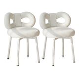 Cream Circular Upholstered Metal Vanity Stool with Arc Back Image - 2