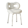 Cream Circular Upholstered Metal Vanity Stool with Arc Back Image - 21