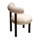 Cream Circular Upholstered Metal Vanity Stool with Arc Back Image - 9