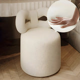 Cream Drum Upholstered Bow Back Swivel Vanity Stool Image - 21