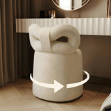 Cream Drum Upholstered Bow Back Swivel Vanity Stool Image - 22