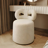 Cream Drum Upholstered Bow Back Swivel Vanity Stool Image - 4