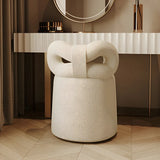 Cream Drum Upholstered Bow Back Swivel Vanity Stool Image - 5