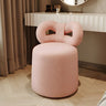 Cream Drum Upholstered Bow Back Swivel Vanity Stool Image - 6