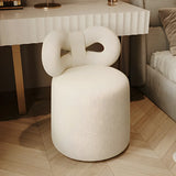 Cream Drum Upholstered Bow Back Swivel Vanity Stool Image - 7