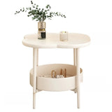 Cream Flower Open Storage Acrylic Bedside Table with Shelves Image - 6