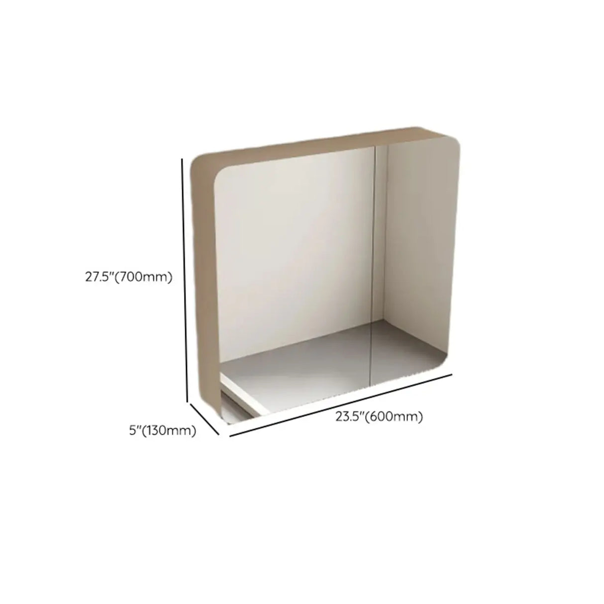 Cream Frameless Aluminum Soft Close Hinges Medicine Cabinet 