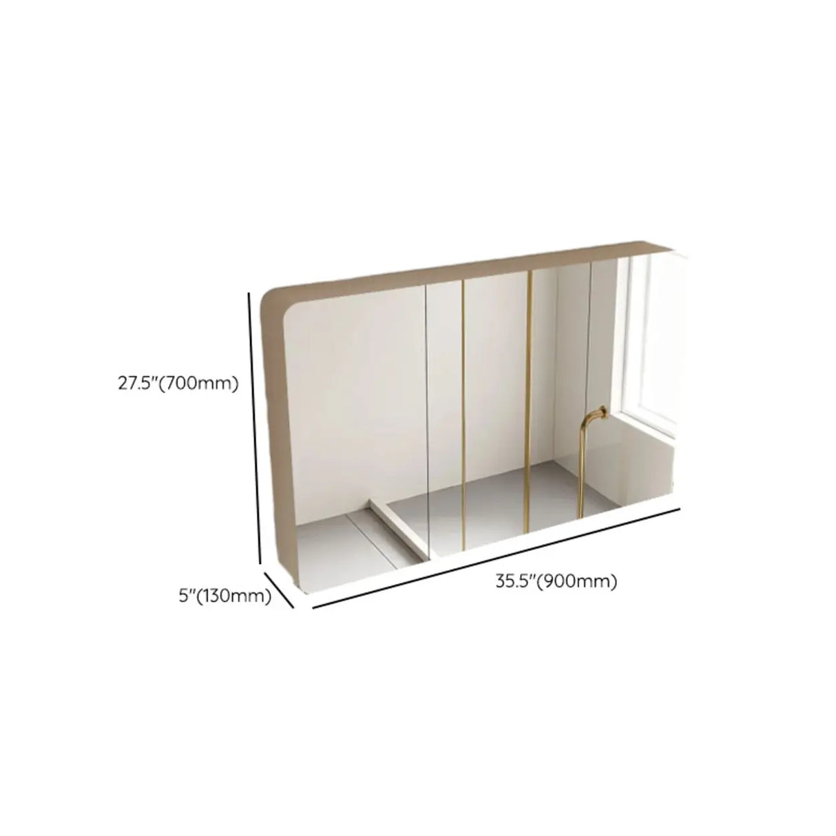 Cream Frameless Aluminum Soft Close Hinges Medicine Cabinet Image - 20