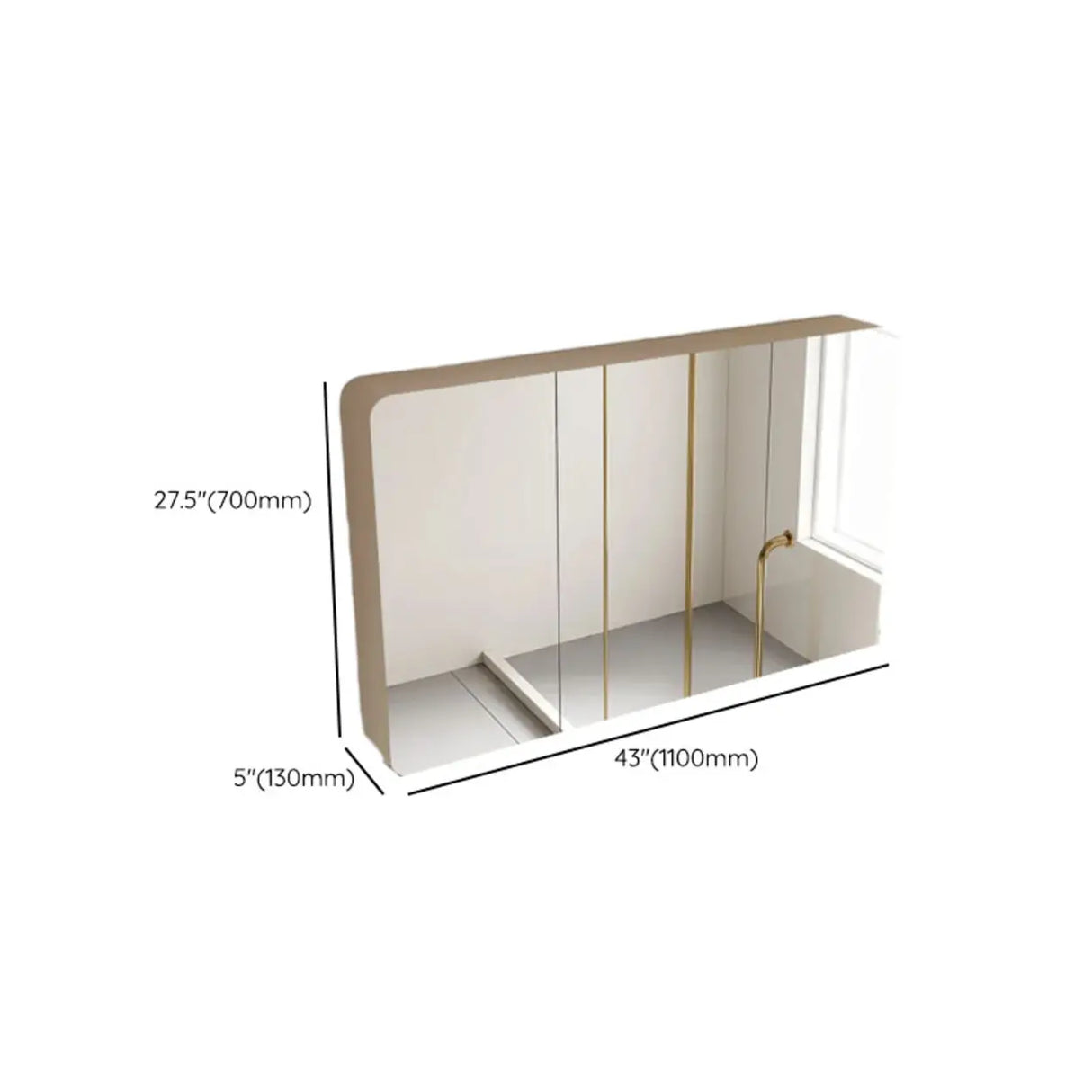 Cream Frameless Aluminum Soft Close Hinges Medicine Cabinet Image - 24