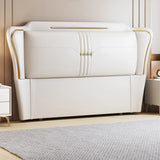 Cream Gray Stepped Upholstered Wingback Headboard Image - 8