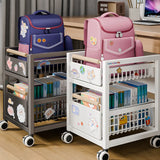 Cream Grey Metal Utility Carts with Bins and Shelves Image - 1