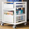 Cream Grey Metal Utility Carts with Bins and Shelves Image - 2