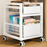 Cream Grey Metal Utility Carts with Bins and Shelves Image - 4