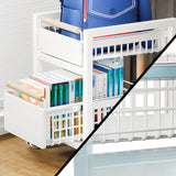 Cream Grey Metal Utility Carts with Bins and Shelves Image - 6