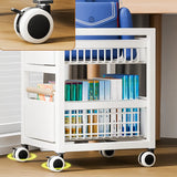 Cream Grey Metal Utility Carts with Bins and Shelves Image - 8