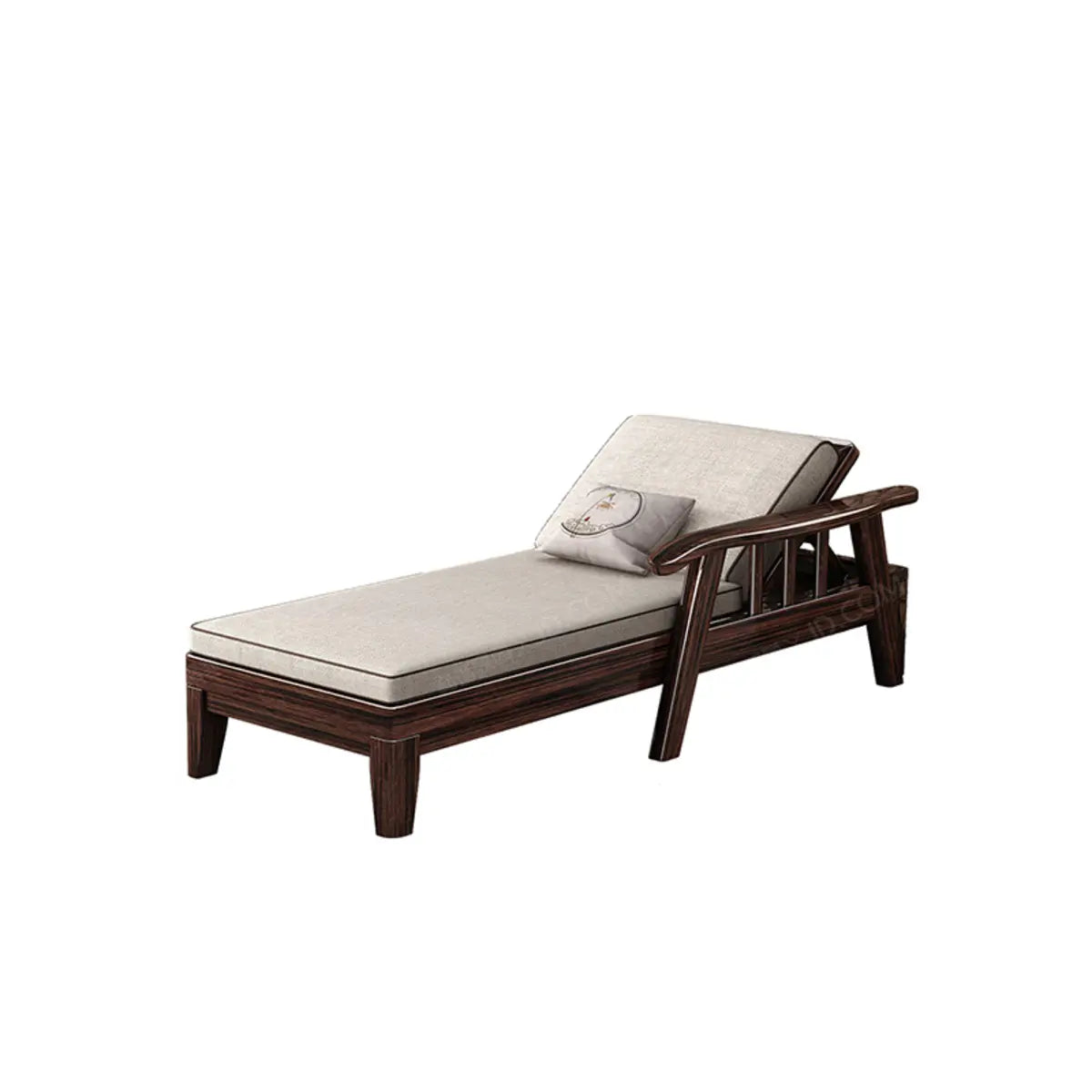 Cream Medium Rectangular Wood Adjustable Reclining Chaise Image - 2