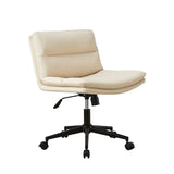 Cream Modern Ergonomic Hide Skin Adjustable Office Chair Image - 15