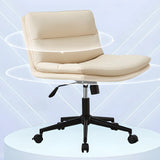 Cream Modern Ergonomic Hide Skin Adjustable Office Chair Image - 20