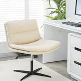 Cream Modern Ergonomic Hide Skin Adjustable Office Chair Image - 5