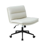 Cream Modern Ergonomic Hide Skin Adjustable Office Chair Image - 9