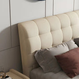 Cream Rectangular Sleigh Tufted Upholstered Headboard Image - 10