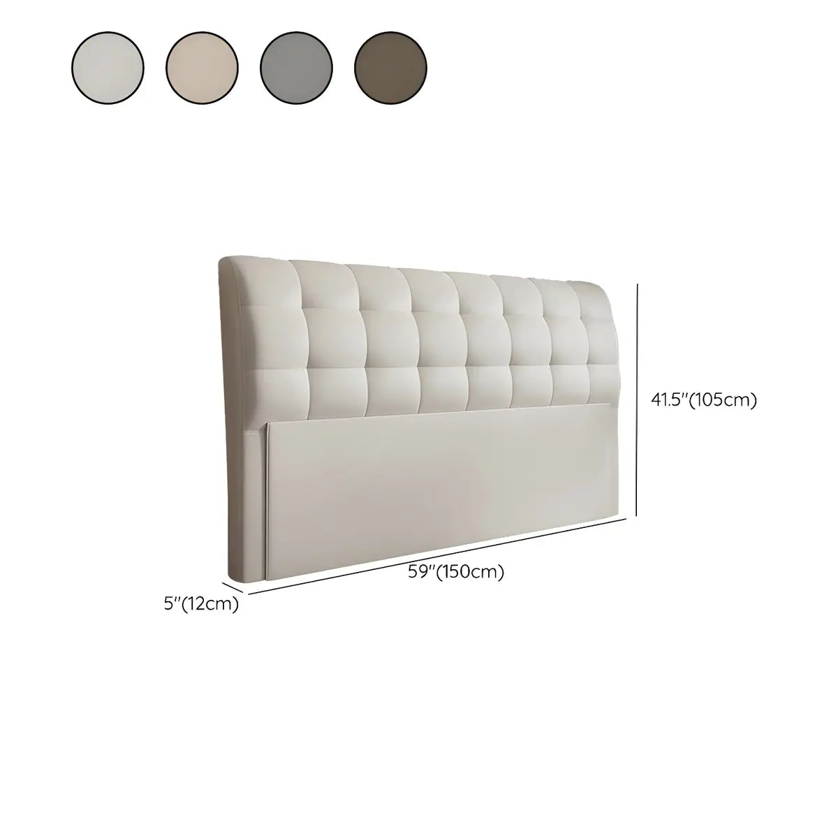 Cream Rectangular Sleigh Tufted Upholstered Headboard 