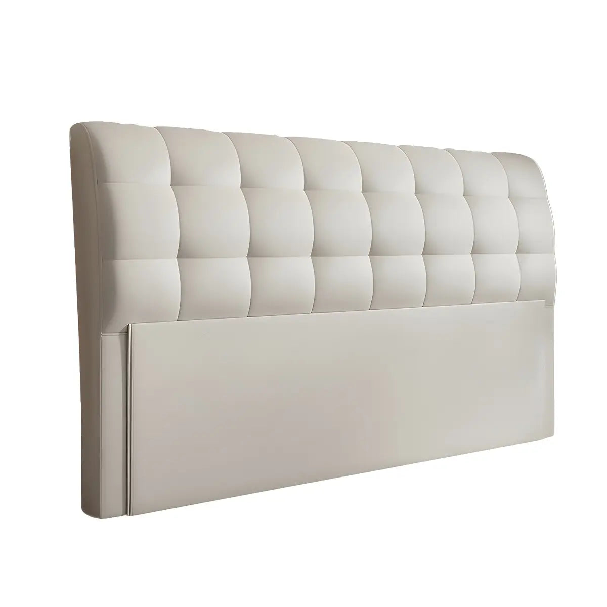 Cream Rectangular Sleigh Tufted Upholstered Headboard Image - 9