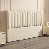 Cream Rectangular Upholstered Panel Headboard with Legs Image - 12