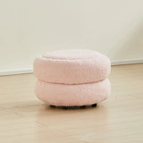 Cream Round Multi-Tier Sherpa Compact Ottoman Footstool Image - 14