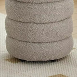 Cream Round Multi-Tier Sherpa Compact Ottoman Footstool Image - 8