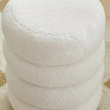 Cream Round Multi-Tier Sherpa Compact Ottoman Footstool Image - 9