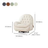 Cream Round Tufted Leather Small Swivel Recliner Chair #size