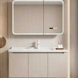 Cream Sink Ceramic Top Bathroom Vanity with LED Mirror Image - 1