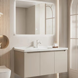 Cream Sink Ceramic Top Bathroom Vanity with LED Mirror Image - 11