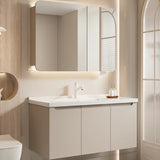 Cream Sink Ceramic Top Bathroom Vanity with LED Mirror Image - 14