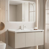 Cream Sink Ceramic Top Bathroom Vanity with LED Mirror Image - 17