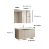 Cream Sink Ceramic Top Bathroom Vanity with LED Mirror Image - 22