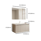 Cream Sink Ceramic Top Bathroom Vanity with LED Mirror Image - 23