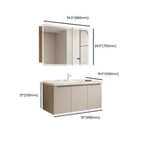 Cream Sink Ceramic Top Bathroom Vanity with LED Mirror Image - 36