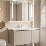 Cream Sink Ceramic Top Bathroom Vanity with LED Mirror Image - 9