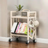 Cream Steel 3-Tier Shelves Utility Cart with 4 Casters Image - 11