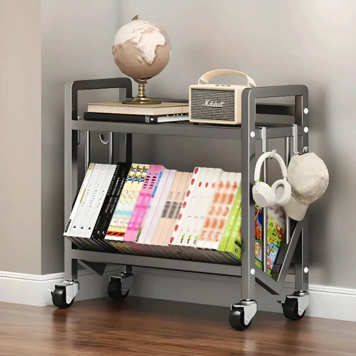 Cream Steel 3-Tier Shelves Utility Cart with 4 Casters Image - 13