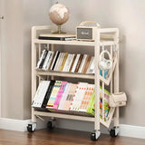 Cream Steel 3-Tier Shelves Utility Cart with 4 Casters Image - 3