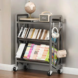 Cream Steel 3-Tier Shelves Utility Cart with 4 Casters Image - 8