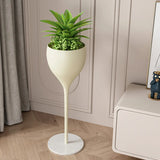 Cream Tulip-Shaped  Pedestal Metal Decorative Plant Stand Image - 7