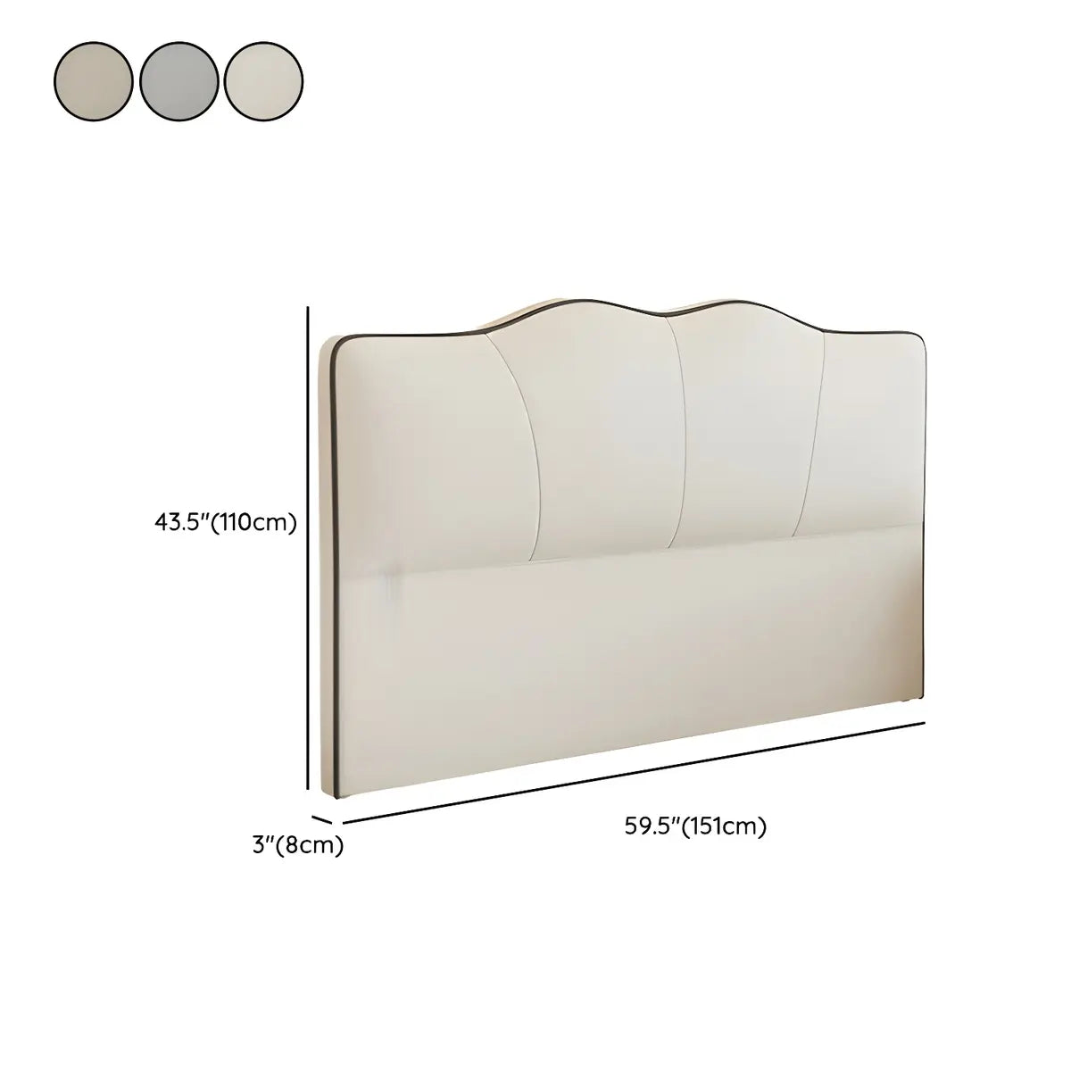 Cream Upholstered Camelback Headboard with Legs 